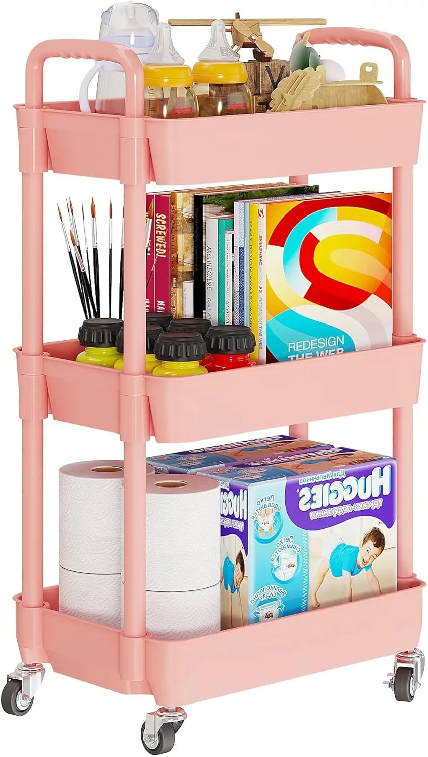 Kitchen Multifunction Utility Rolling Cart