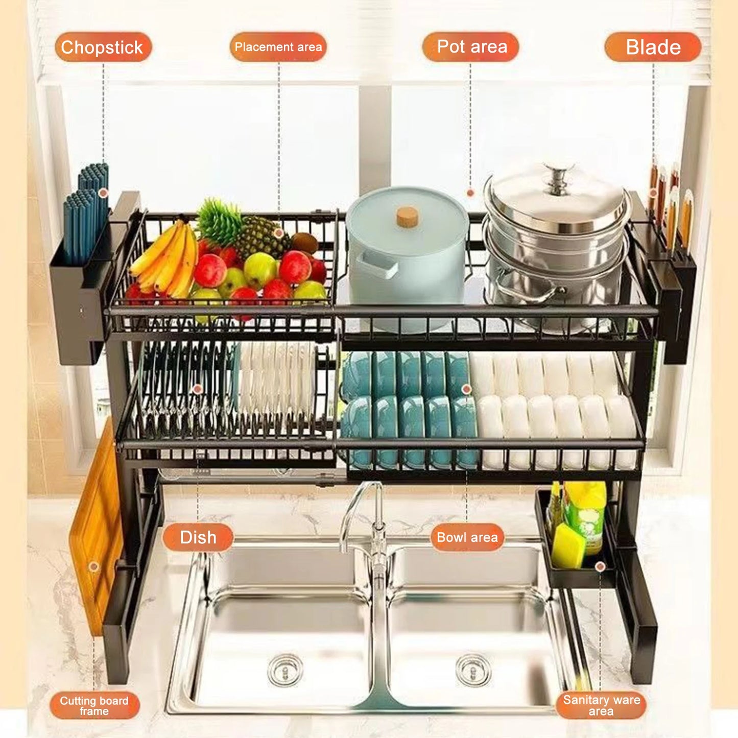 2 Tier Multifunctional Kitchen Rack