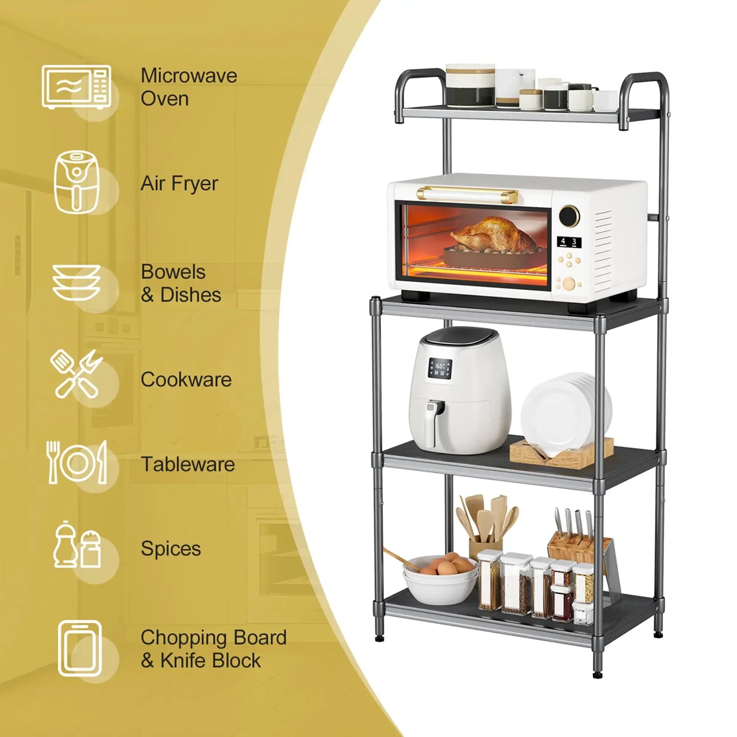 4-Tier Baker's Rack Microwave Oven Stand