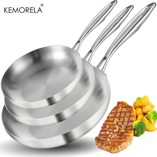 3 pc Stainless Steel Pan Set