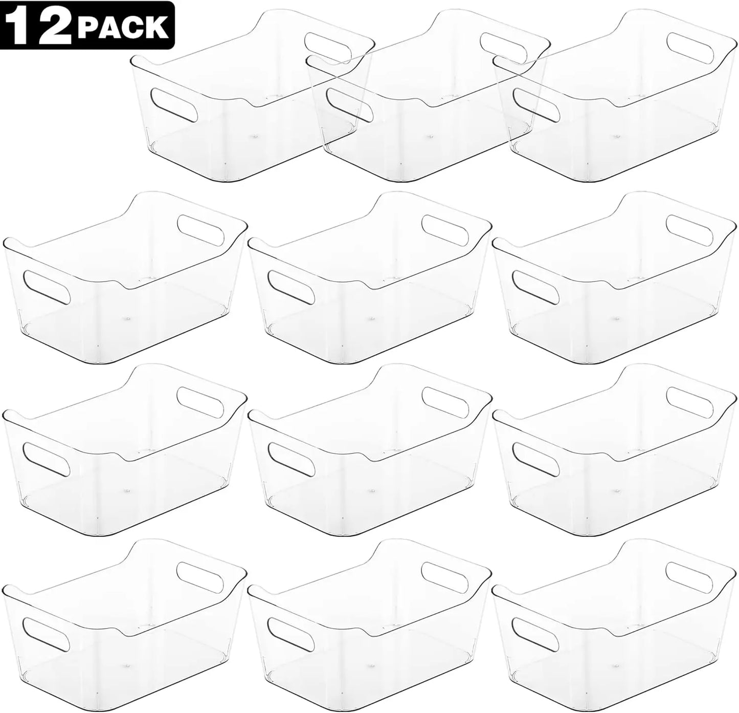 12 Pack Plastic Storage Bins, Multi-Use