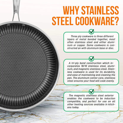 8 Inch Nonstick Triply Cooking Pan With Lid