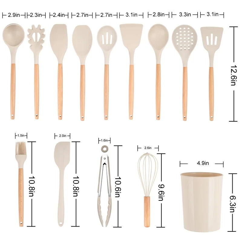 14pc Kitchen Cooking Utensil Set with Caddy