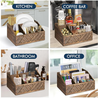 Wooden Paper Plate Dispenser Utensil Caddy