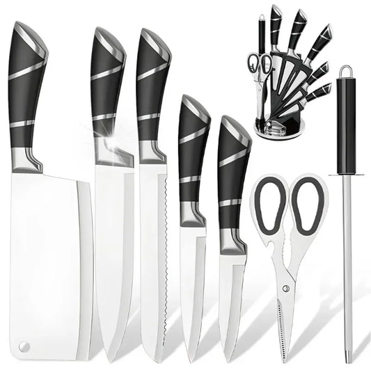 9 Pc Kitchen Knife Set With Sharpener