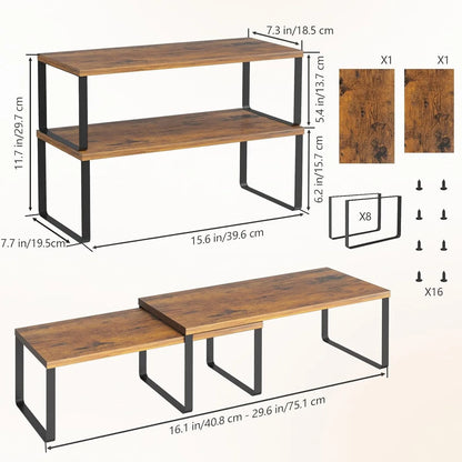 2-Pack Stackable Cabinet Shelf Organizer