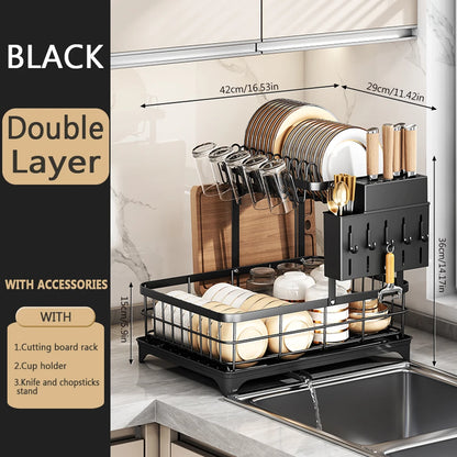 1 or 2-Tier Space-Saving Kitchen Dish Drying Rack